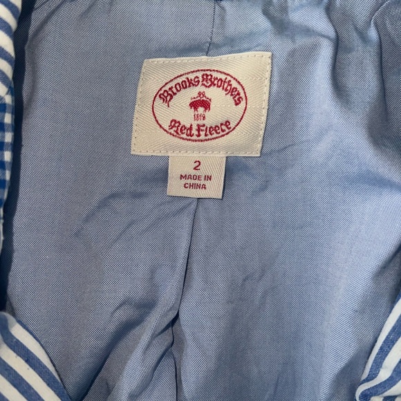 Red Fleece Brooks Brothers Cotton Patchwork Blazer | Size 2 - Picture 5 of 11